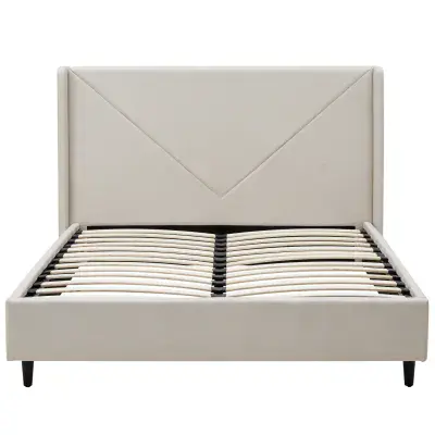Leonie Beige Kingsize Upholstered Bed