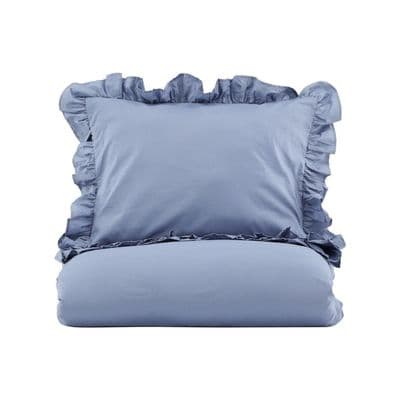 Levi Bed Set Cotton w ruffle , Blue , 150x200