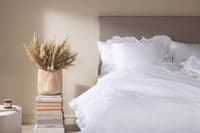 Levi Bed Set Cotton w ruffle , White ,150x200