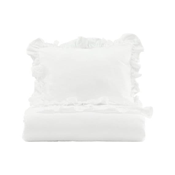 Levi Bed Set Cotton w ruffle , White ,150x200