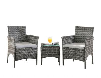 Mmilo 3 PC Grey Rattan Garden Furniture set