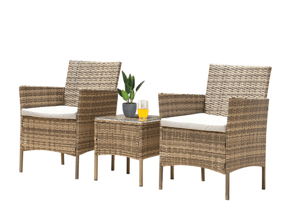 Mmilo 3PC Yellow Rattan Garden Furniture Set