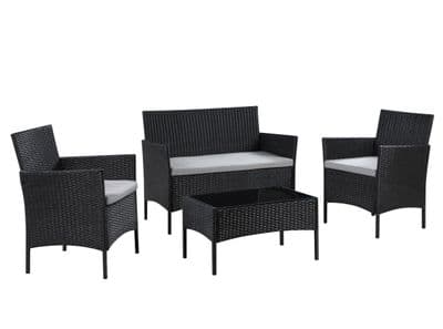 Mmilo 4 PC Black Rattan Garden Furniture set