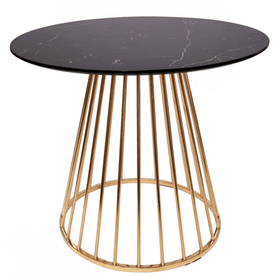Mmilo Black Liverpool Marble Table with Golden Chrome Legs 100cm