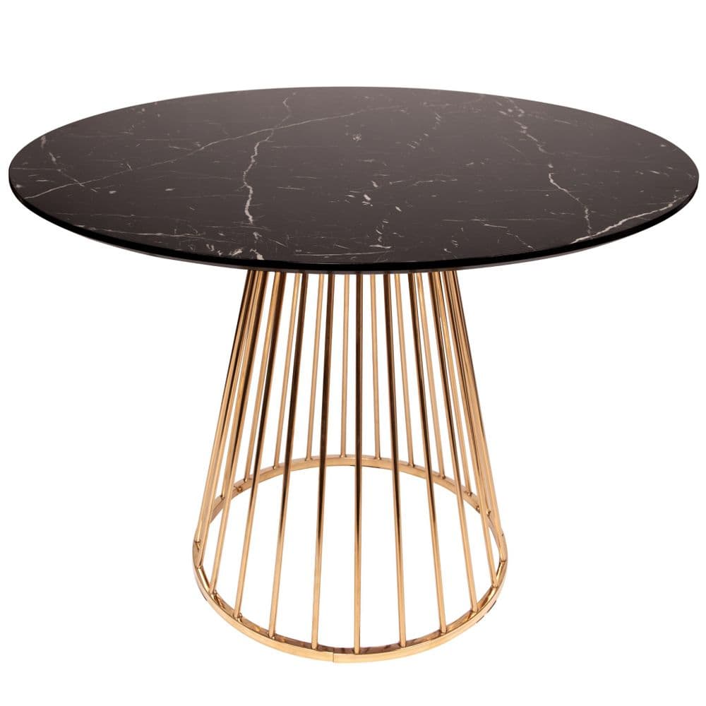 Mmilo Black Liverpool Marble Table with Golden Chrome Legs 120cm