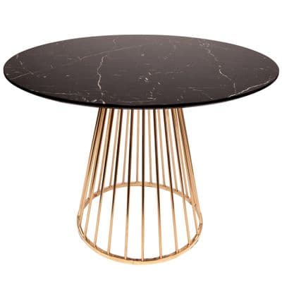 Mmilo Black Liverpool Marble Table with Golden Chrome Legs 120cm