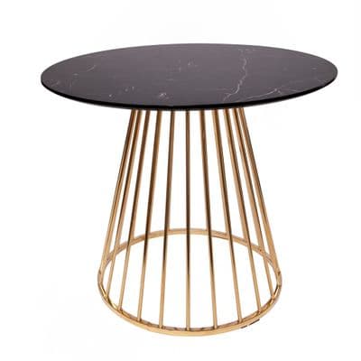 Mmilo Black Liverpool Marble Table with Golden Chrome Legs 80cm