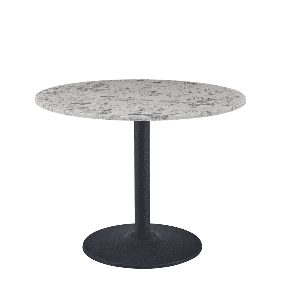Mmilo New White round Marble Dining table black leg 100cm