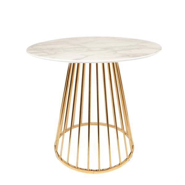 Mmilo White Liverpool Marble Table with Golden Chrome Legs 80cm
