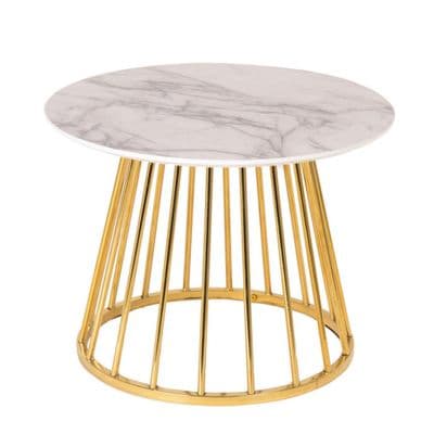 NEW Mmilo Liverpool Coffee Table (60cm)- White Marble with Gold legs