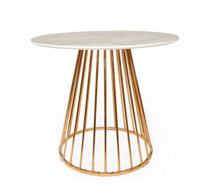 New Mmilo White Liverpool Style Marble Effect Table with Golden Chrome Legs, 100cm