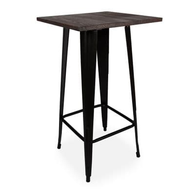 Retro Tolix Style Black Metal Bar table With Wooden top