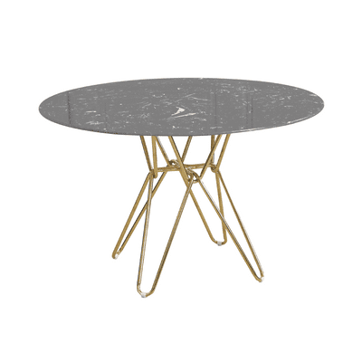 Round Black Dining Table with Gold Hairpin Style Leg-120cm
