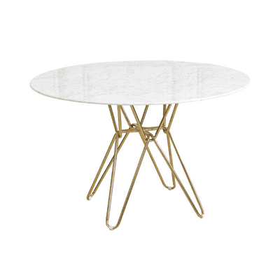 Round White Dining Table with Gold Hairpin Style Leg-120cm