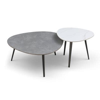 Set of 2 Gabell Triangle Sintered Stone Coffee Tables
