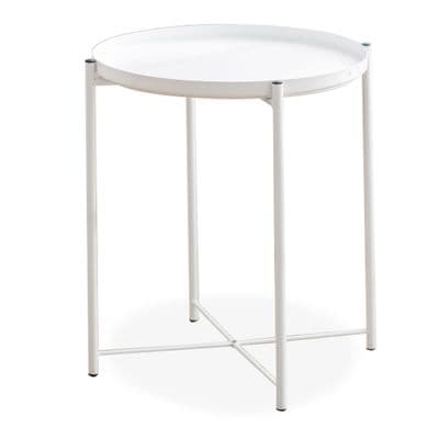 Simplistic Circle modern metal coffee table in White