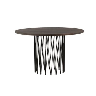Stone Round Dining Table - Black / Mocca