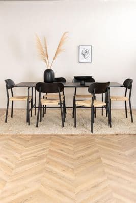 Uno Dining Table , with 6 Polly Steel Dining Chairs