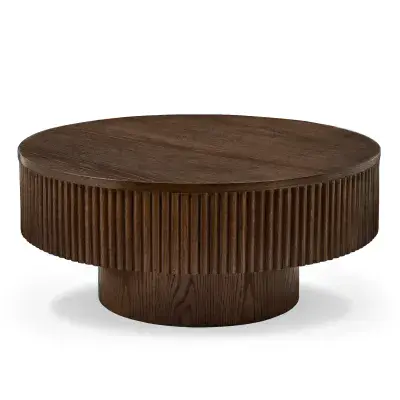 Vivid Walnut Wooden Round Coffee Table