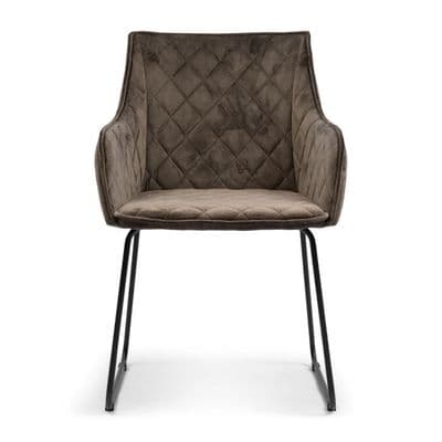 x1 Brown Velvet Rosco Dining Armchair