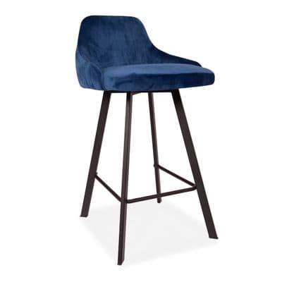 x2 Blue Alfa Velvet Cushioned Barstool