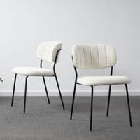 x2 CAROL White Bouclé Dining Chair