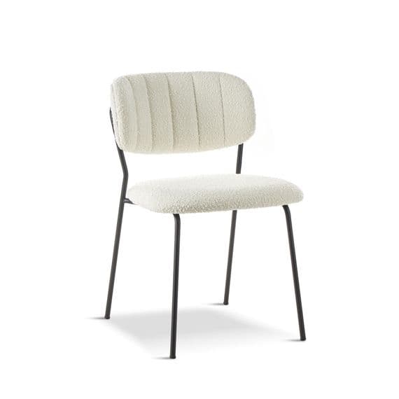 x2 CAROL White Bouclé Dining Chair