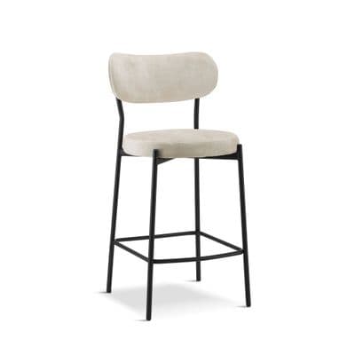 x2 Derby Padded Velvet Bar Stool- Cream