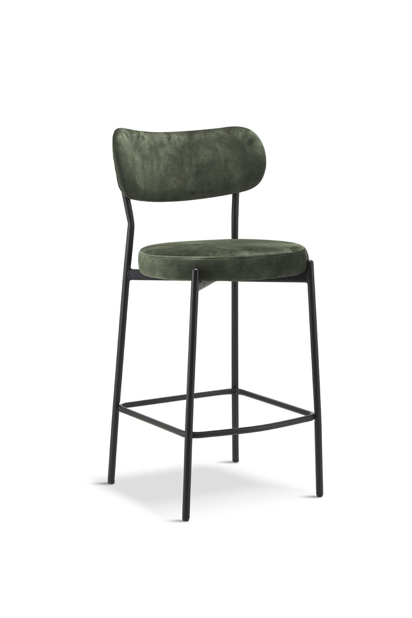 x2 Derby Padded Velvet Bar Stool-Dark Green