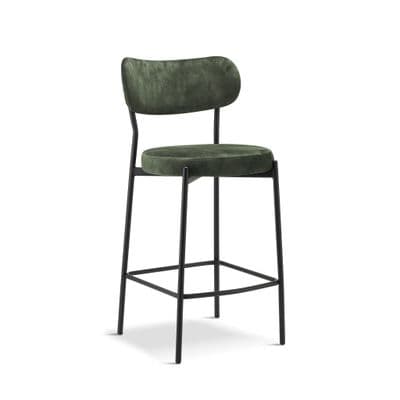 x2 Derby Padded Velvet Bar Stool-Dark Green