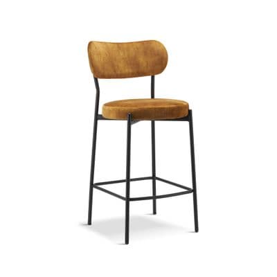 x2 Derby Padded Velvet Bar Stool- Mustard