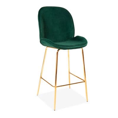 x2 Green 75cm Journey Velvet Barstool, with Gold Legs 65/75cm