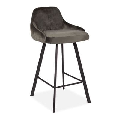 x2 Grey Alfa Velvet Cushioned Barstool