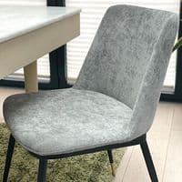 x2 Grey Messi Dining Chair- with Black Legs and detailed Gold Feet