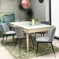 x2 Grey Messi Dining Chair- with Black Legs and detailed Gold Feet