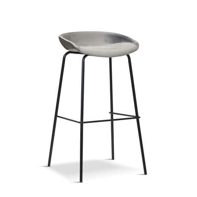 x2 Herschel Grey Velvet Barstools, with Black Legs