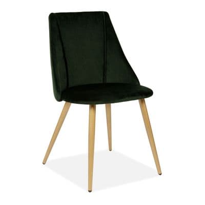 x2 Lule Velvet Upholstered Velvet Dining Chair, Deep Green, Gold Legs