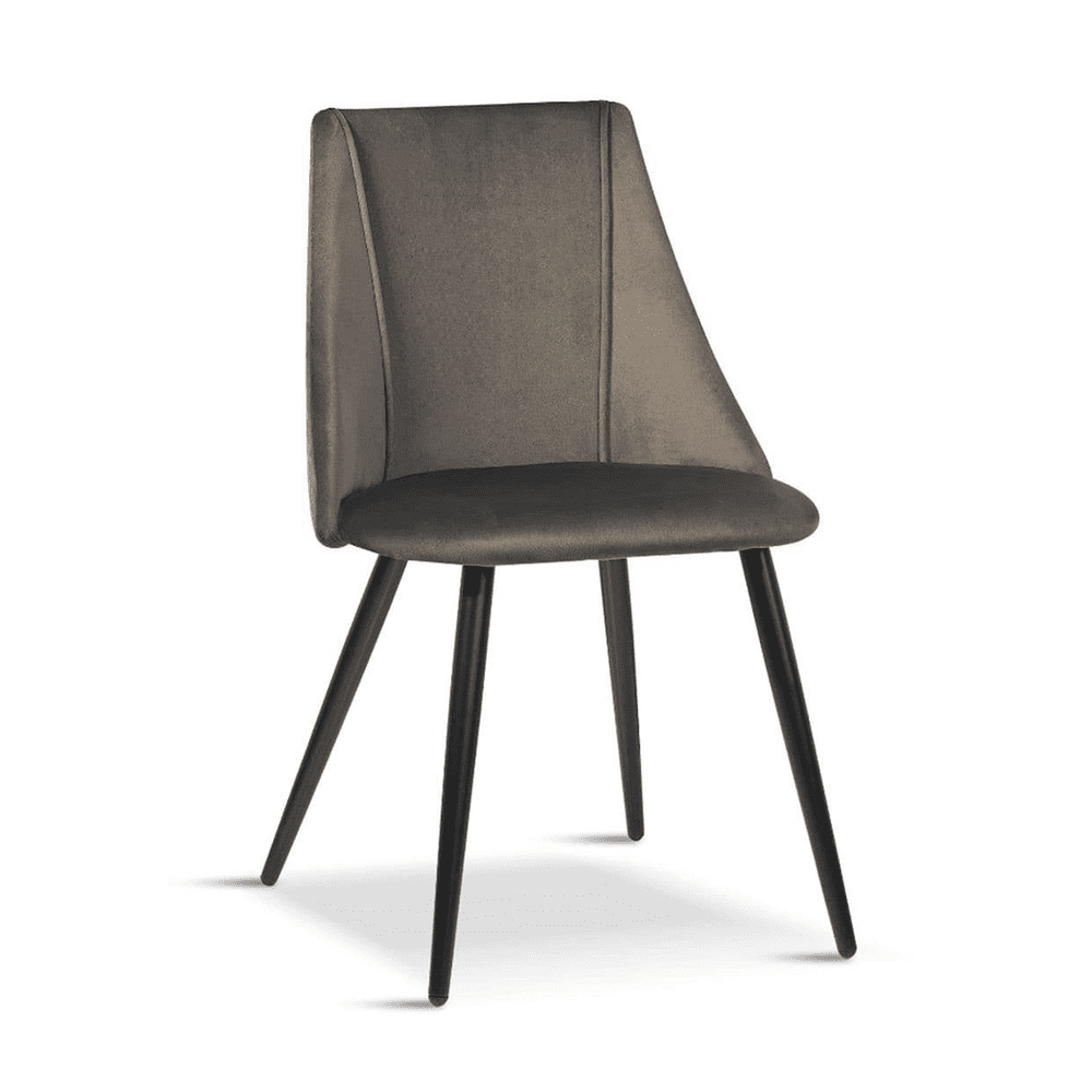 x2 Lule Velvet Upholstered Velvet Dining Chair Deep Grey Black Legs