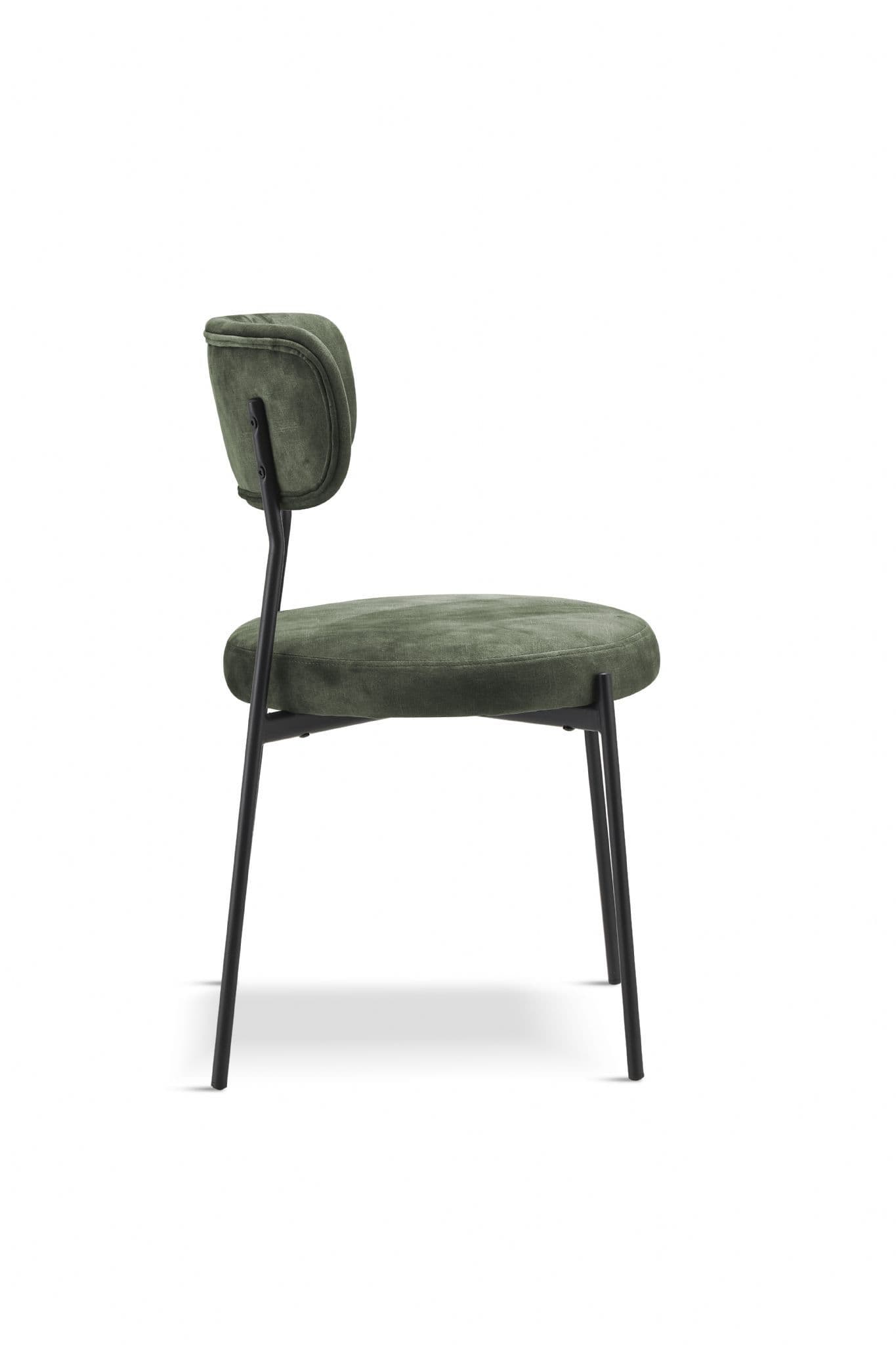 x2 Stackable Glenn Velvet Dining Chairs Dark Green