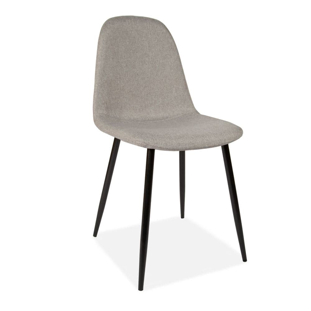 x4 Mmilo Upholstered Eiffel Dining Chair Black Legs Light Grey