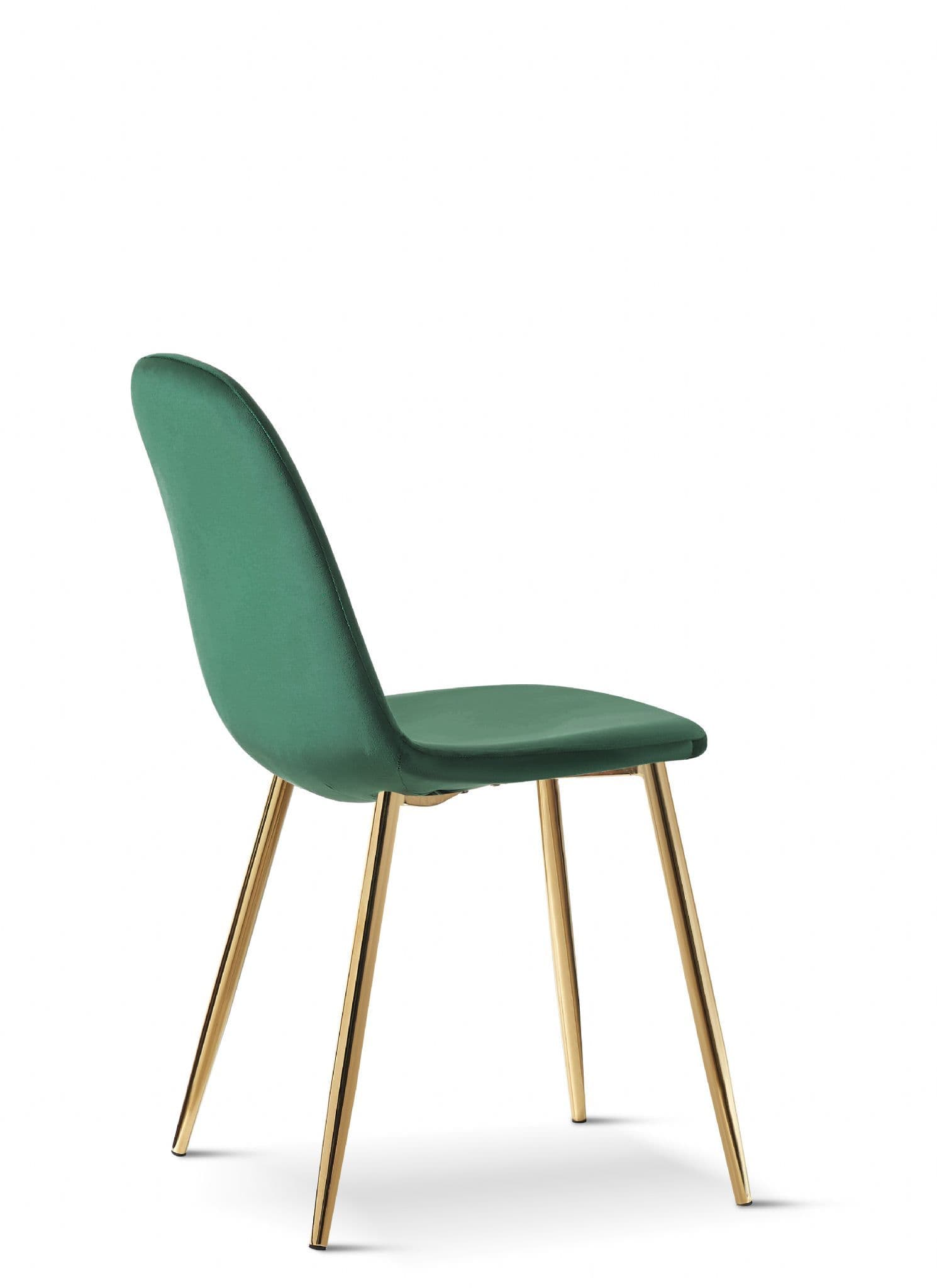 x4 Mmilo Upholstered Eiffel Dining Chair Gold Legs Green