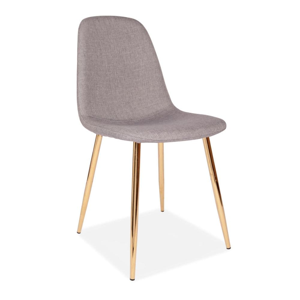 x4 Mmilo Upholstered Eiffel Dining Chair Gold Legs Light Grey Fabric