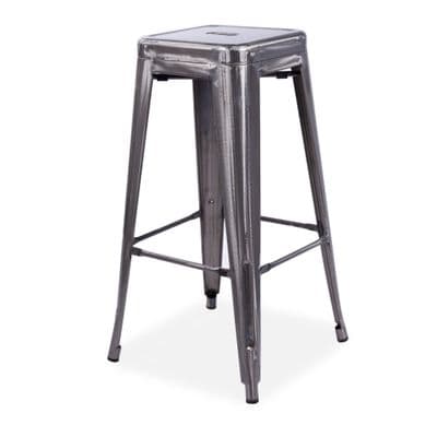 x4 Tolix Metal Barstool Stackable Dining Barstool, Silver