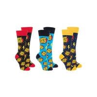 3 Pairs Sock Society Novelty Super  Dad Socks - One Size