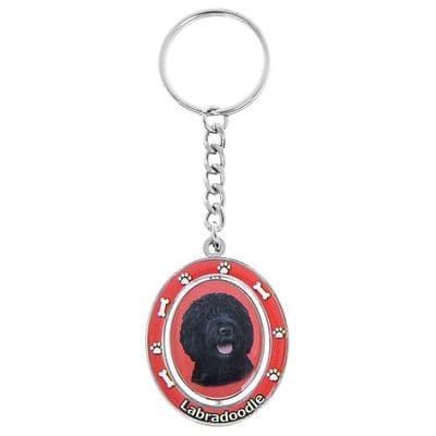 E S High Gloss Enamel Key Ring Spinning Centre- Labradoodle