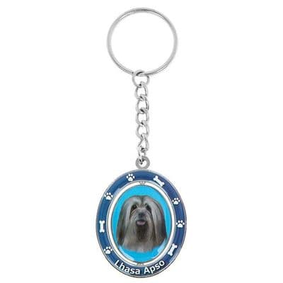E S High Gloss Enamel Key Ring Spinning Centre- Lhasa Apso