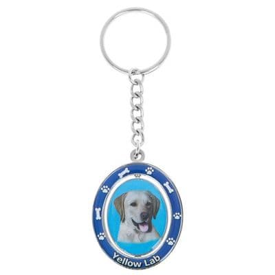 E S High Gloss Enamel Key Ring Spinning Centre- Yellow Labrador