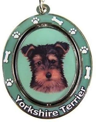 E S High Gloss Enamel Key Ring Spinning Centre- Yorkshire Terrier