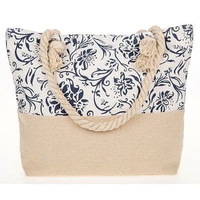Equilibrium Blue Chintz Pattern Ladies Tote Shopper Handbag Dark Blue