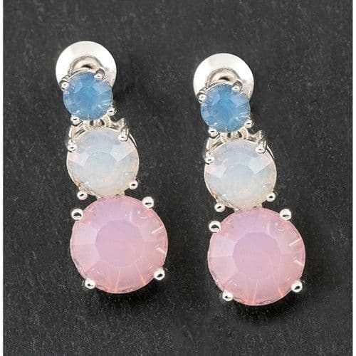 Equilibrium Crystal Silver Plated Sparkly Drop Earrings Blue White